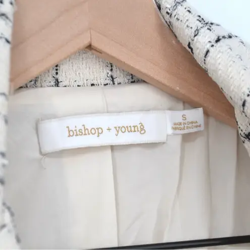 Bishop and Young Parker Tweed Blazer Double Breasted Windowpane Cream Women's S