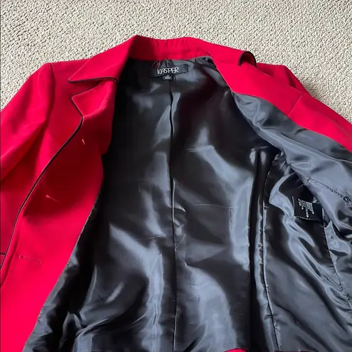Kasper Red Blazer Suit Jacket with Shoulder Pads