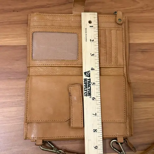 Unbranded TJMAXX Brown 100% Genuine Leather Multifunction Wallet Crossbody Bag