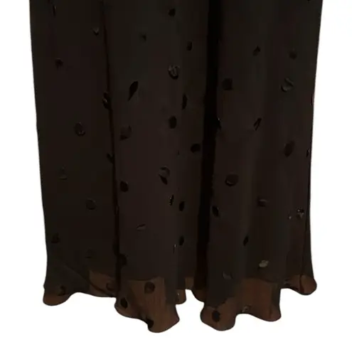 Elegant Black Strappy sequin front lined sheer dress size small Name tag