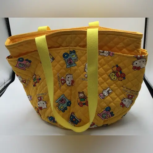 Handmade Rare Yellow From Vintage Sanrio 2001 Hello Kitty Fabric Tote Handbag
