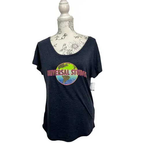 Universal Studios Puff Dot Navy Short Sleeve Tee Women's Size S NWT Blue