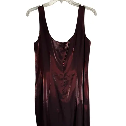 Alex Evenings Women Burgundy Metallic Jacquard 2 Pc Jacket Dress Set Size 14