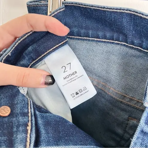 MOTHER • The Muse Ankle jeans mid rise cropped frayed hem Bushwacked slim skinny Blue Size 27