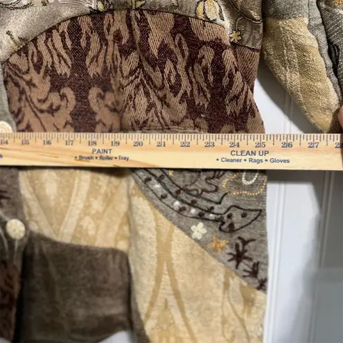 Maggie Barnes VTG Tapestry Jacket 2X Patchwork Paisley Brown Wool Grandmacore