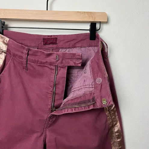 mother the shaker prep fray killing time maroon rose gold stripe trousers pants Red Size 24