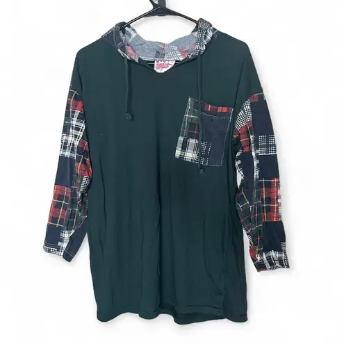 vintage 90s 1990s retro aesthetic Penny Lane green plaid long sleeve shirt Size M