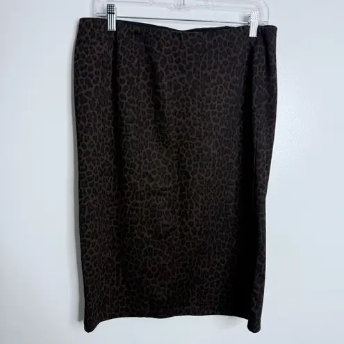 NWOT Stitch Fix Liverpool Bia Knit Leopard Print Pencil Brown/Black Skirt Sz 14 Brown