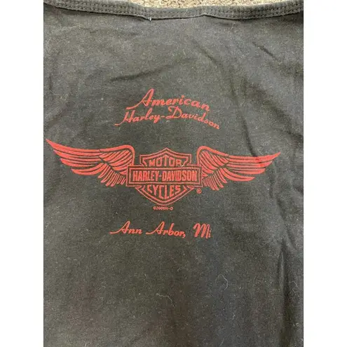 Harley Davidson Womens Black Heart Wings Cotton V Neck Long Sleeve T Shirt Sz 1X