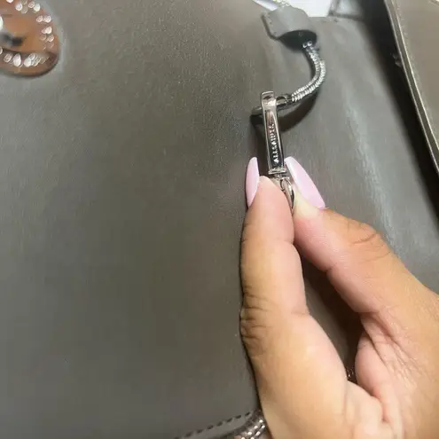 All Saints Arc Small Crossbody Purse in Mink Grey