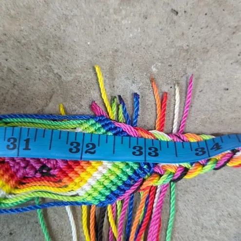 Handmade Rainbow Tie Braided Belt Tassel Ends Retro Hippy Pride Fringe Vibrant Colors