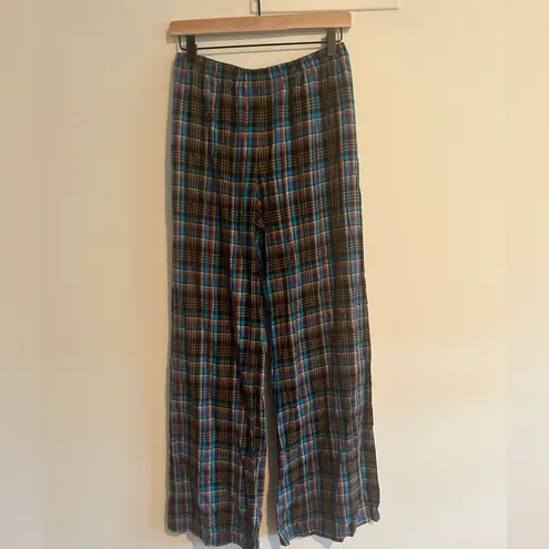 NWT Savage x Fenty Pajama Bottoms Tie Up Tartan Open Back PJs Pants Lingerie Blue