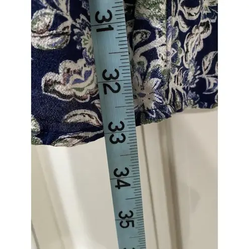Hinge Floral Blue Green Slip/Shirt Midi Dress V Neck Size XS Boho