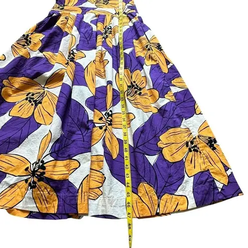 Pierre Cardin VTG Floral Maxi Shirtdress Purple Yellow Fit & Flare Long Sleeve