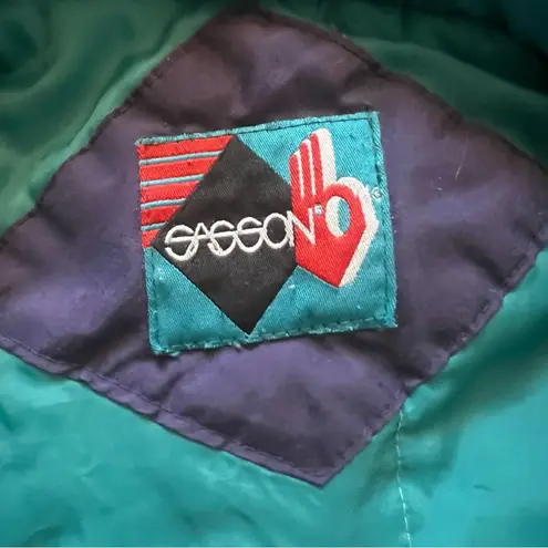 VTG 80s Sasson Retro Ski Snow Boarding Puffer Jacket Colorblock Women's Size XL Blue