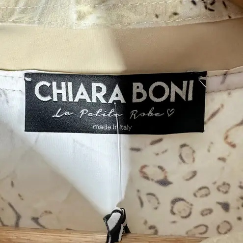 CHIARA BONI Elgah Leopard Lotus Printed Top Size IT 52 US 16 Stretch