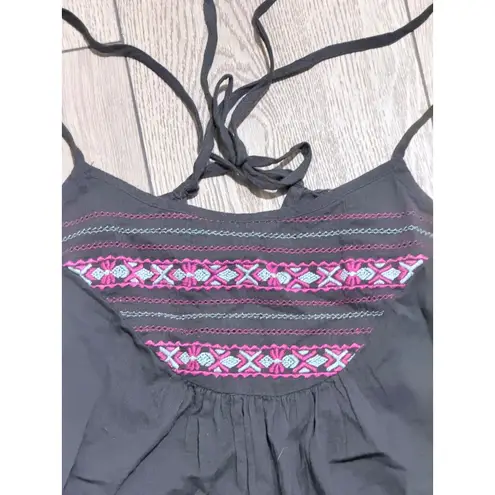 Mossimo Supply Co Gray Embroidered Cami Tank Top Womens M Medium Boho Shirt