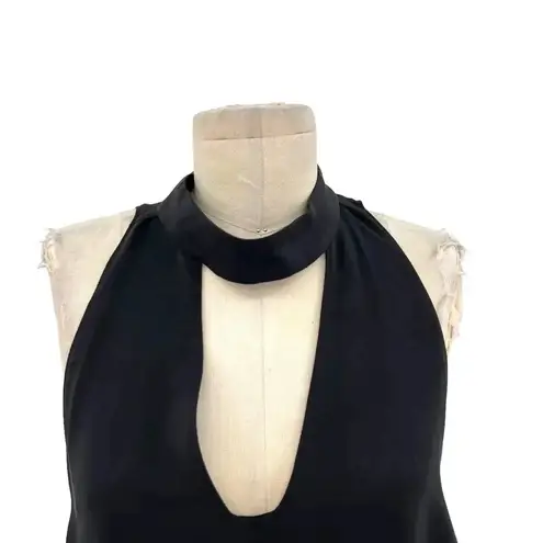 Amanda Uprichard  Mini Dress Sleeveless Choker Neck Keyhole Silk Black Size Large