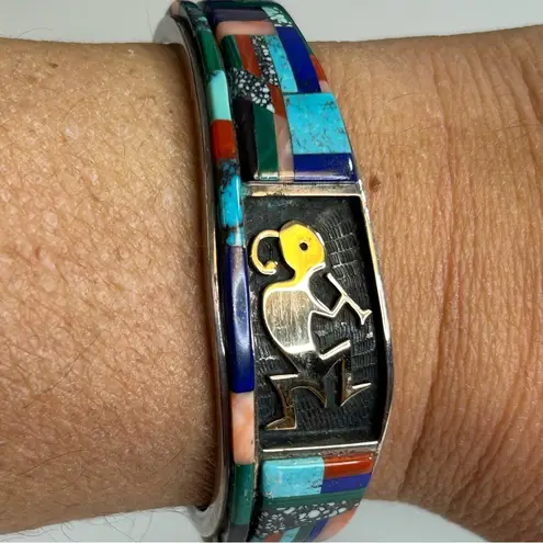 Vintage Native American Phillip Sekaquaptewa Hopi Indian Cuff Bracelet Blue