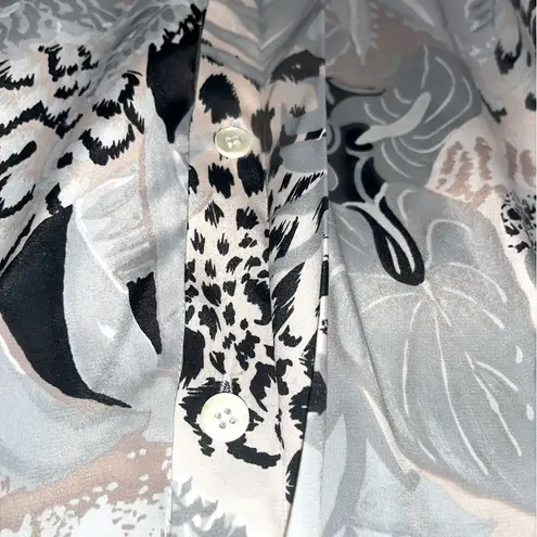 Alfred Dunner Abstract Jungle Print Button Down Blouse Black Size undefined