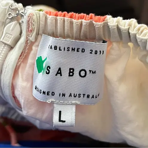 Sabo Skirt  Rory Dress Off Shoulder Mini Puff Sleeve Floral Print Cotton L