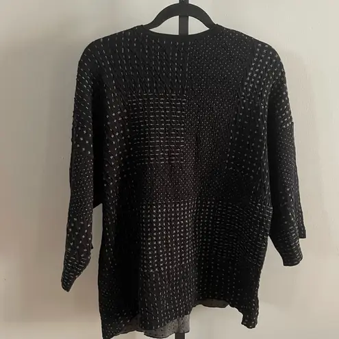 J Jill Pure Jill Oversized Boxy Textured Black Sweater Top Size Small