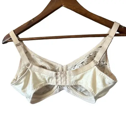 Adonna JCPenney Madonna Beige Lace Bra 34D Floral Full Coverage Vintage Lingerie