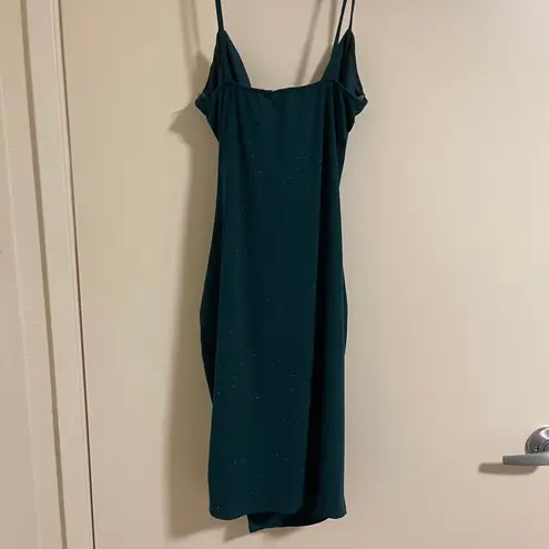 Q Women’s Dark Green Sparkling Bodycon Dress with Slit (Brand New)