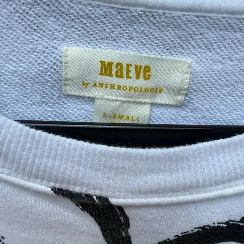 Maeve by Anthropologie Graphic Heart Print Sweatshirt White Black XS