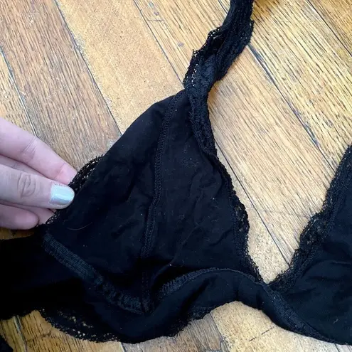 Lacy black bralette halter neckline bra top comfortable delicate women size S