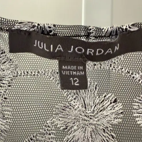 Julia Jordan Womens Gray Floral Embroidery Long Jacket