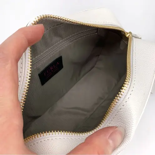 Furla NWT Brava Zaffir Mini Crossbody Chalk White Pebble Leather Gold Hardware