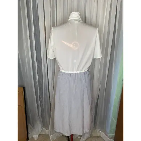 Dress kitten bow striped shirtwaist cropped jacket blue white Size 14