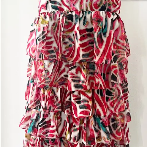 Tunique Tiered Maxi Skirt, Size L Red Size L