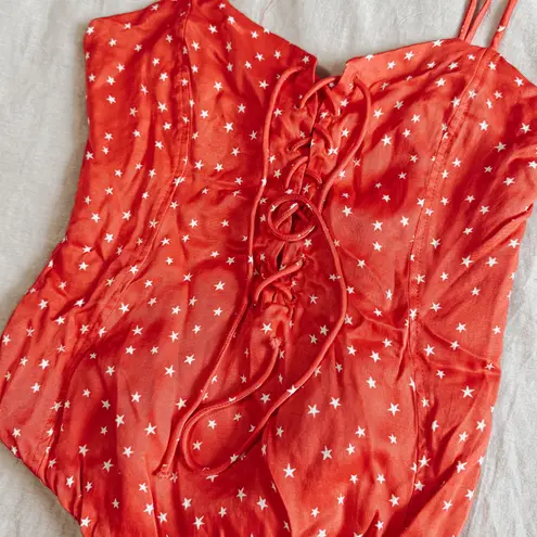 ZARA Red Bodysuit With Star Print M