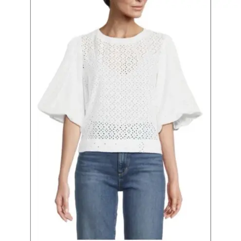 joe's jeans New  Eyelet‎ Puff Sleeve Top Size Small White Collection