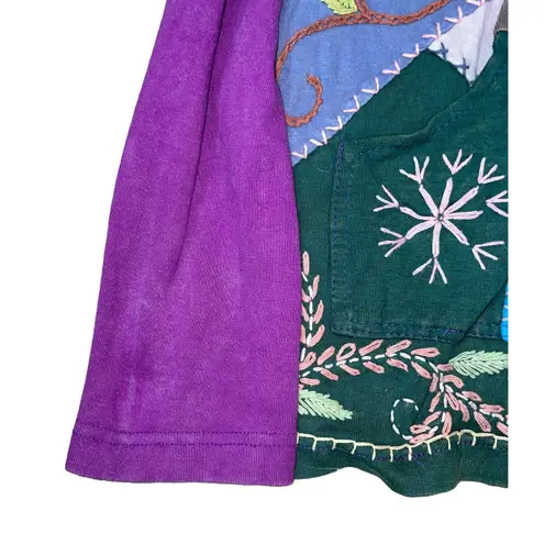Rising Tide Womens Sz Large Hoodie jacket BOHO Wearable Art Bohemian Patchwork Purple