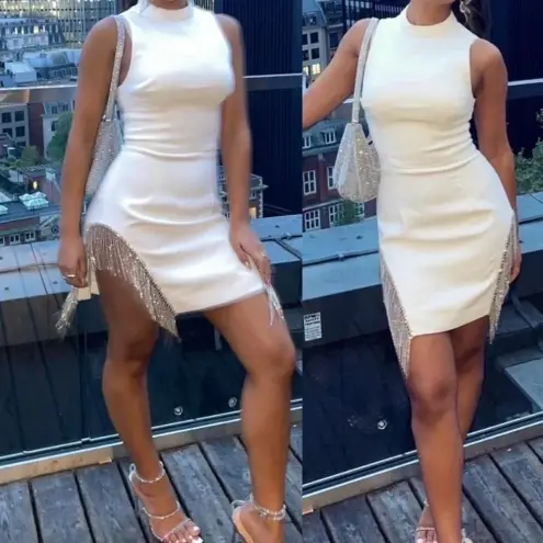 House Of CB  'Charlize' White Crystal Trim Dress/Size XS‎ NWOT