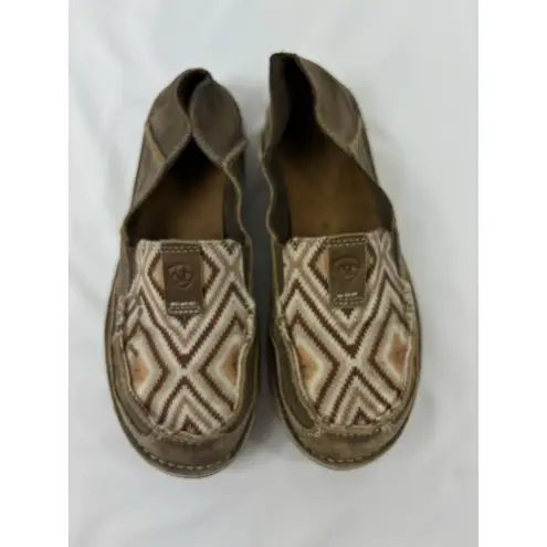 Ariat  Brown Bomber Aztec Loafer Slip On Leather Print 7.5 B