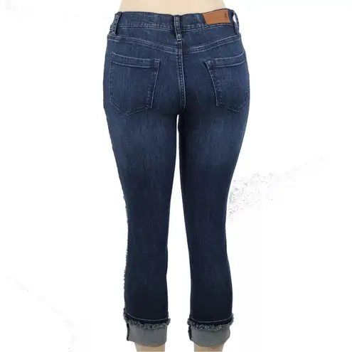 Karl Lagerfeld LIKE NEW Blue Fringe Crop Jeans Size 8