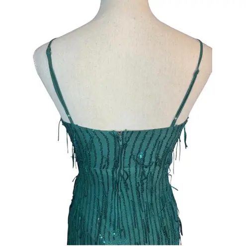 City studio green sequin fringe v
