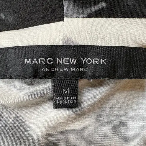 Marc New York Abstract Black White Gray Cowl Neck Sleeveless Top M Work Chic