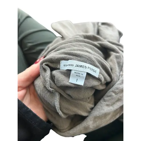 James Perse Brushed Jersey Skirt Gray Ruched Midi Skirt Size 1 Casual Chic