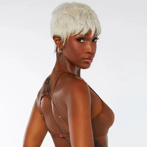 Savagexfenty New Savage x Fenty Tattooed Tricot High-Neck Bra Brown Sugar