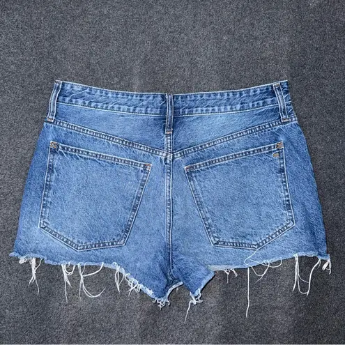Madewell  Relaxed Denim Shorts Slouchy Raw Hem Medium Wash Women’s 30 Distressed