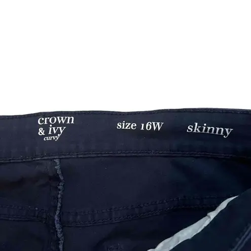 Crown & Ivy  Women's Plus Size 16W Navy Comfort Stretch Skinny Curvy Denim Jeans