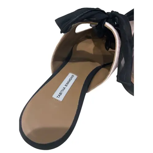 TABITHA SIMMONS Pale Pink / Black Chiffon Bow Pointed Toe Flats sz 41 (US 10)