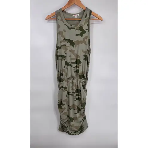 Sundry Urban Casual T-shirt Dress Womens 3 Large Green Camo Ruched Sides