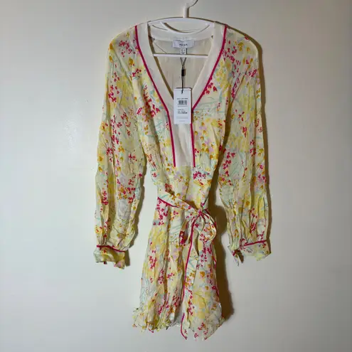 Reiss NWT Molly Buttercup Floral Print Puff Sleeve Mini Dress Size 2