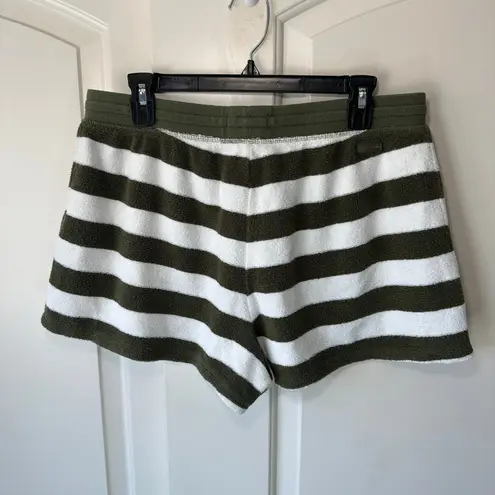 Outerknown High Tide Striped Terry Shorts Green White Lounge Organic Cotton L - Image 3